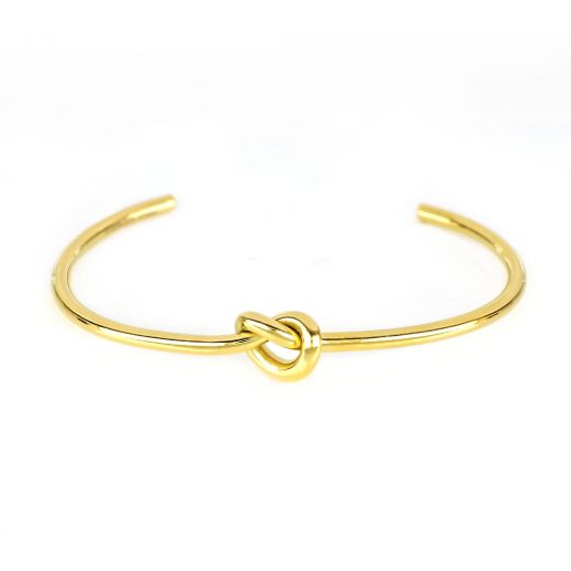 Stainless steel gold plated bangle with knot