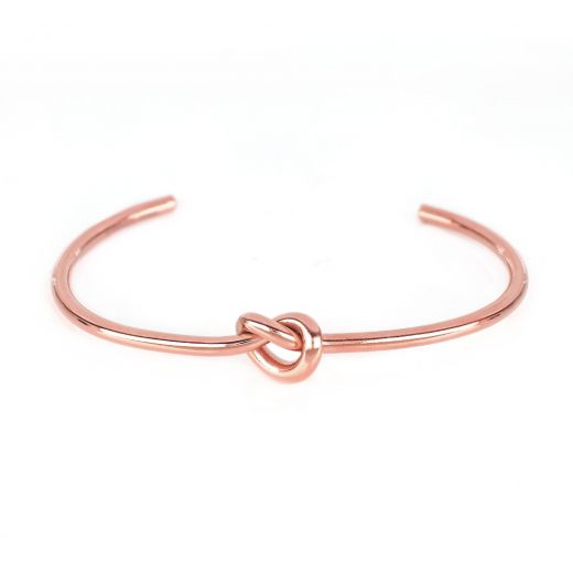 Stainless steel rose gold plated bangle with a knot