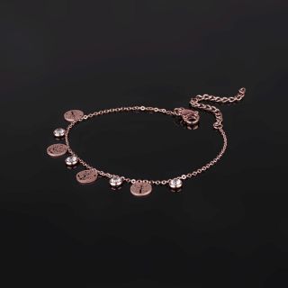 Bracelet made of stainless steel with trees of life and white cubic zirconia in rose gold plated color - 