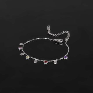 Bracelet made of stainless steel with charms and multicolor cubic zirconia - 