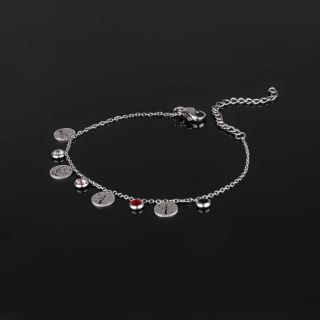 Bracelet made of stainless steel with trees of life and multicolor cubic zirconia - 