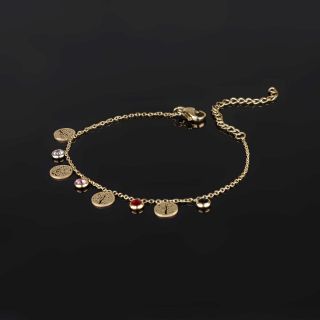 Bracelet made of stainless steel with trees of life and  multicolor cubic zirconia gold plated - 