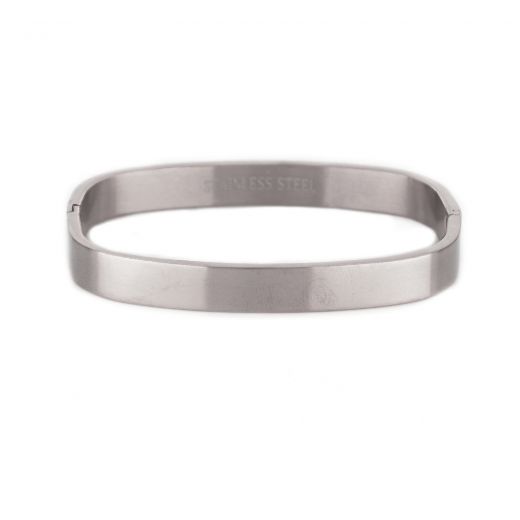 Stainless steel matte bangle bracelet in square shape