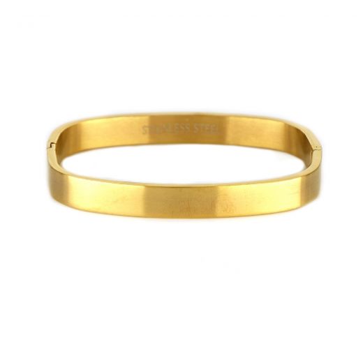 Stainless steel gold plated matte bangle bracelet in square shape