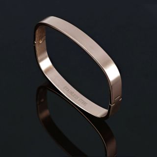Stainless steel matte rose gold plated bangle bracelet in square shape - 
