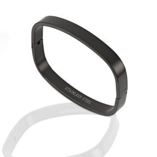 Stainless steel matte bangle bracelet in black color and square shape - 