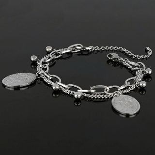 Stainless steel bangle with byzantine elements and balls - 