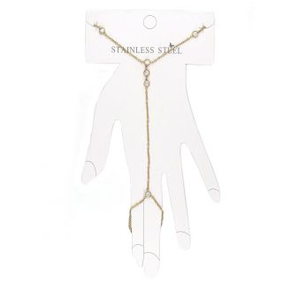 Βραχιόλι - δαχτυλίδι από ανοξείδωτο ατσάλι επίχρυσο με λευκά ζιργκόν