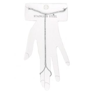 Βραχιόλι - δαχτυλίδι από ανοξείδωτο ατσάλι ριβιέρα με λευκά ζιργκόν