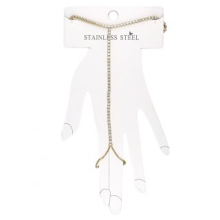 Βραχιόλι - δαχτυλίδι από ανοξείδωτο ατσάλι επίχρυσο ριβιέρα με λευκά ζιργκόν