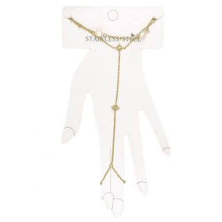 Gold-plated stainless steel bracelet - ring with pearl and star