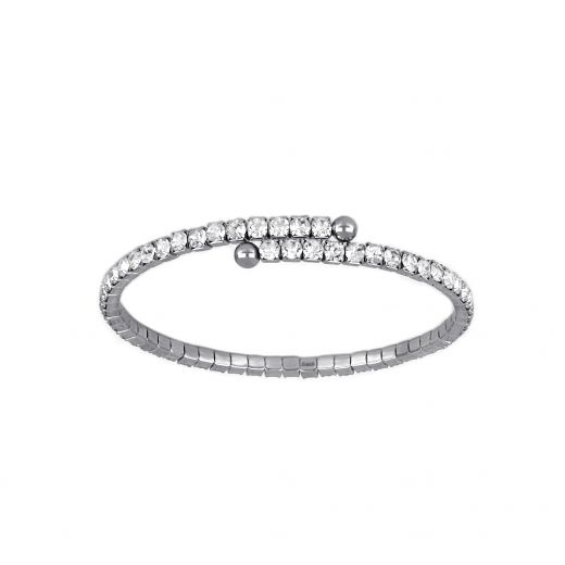 Βραχιόλι γυναικείο ριβιέρα από ανοξείδωτο ατσάλι με λευκά ζιργκόν