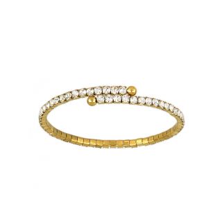 Βραχιόλι γυναικείο επιχρύσο ριβιέρα από ανοξείδωτο ατσάλι με λευκά ζιργκόν
