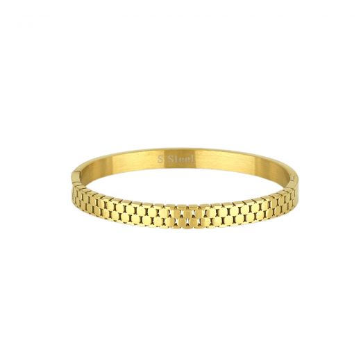 Bracelet handcuff gold plated stainless steel