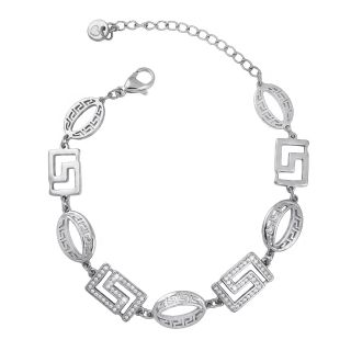 Stainless steel bracelet with Meander and white zircon