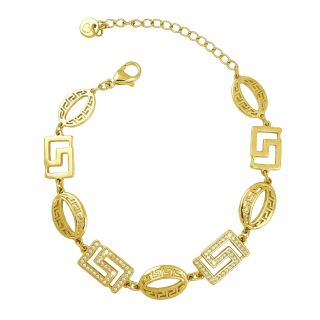 Gold plated stainless steel bracelet with Meander and white zircon