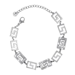 Stainless steel bracelet with white zirconia stones and Meander