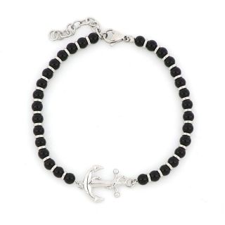 Bracelet made of onyx and anchor design. - 