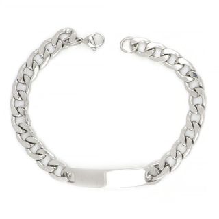 ID Bracelet made of stainless steel white for engraving - 