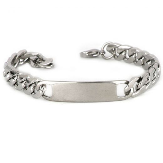ID Bracelet made of stainless steel white for engraving 10 mm