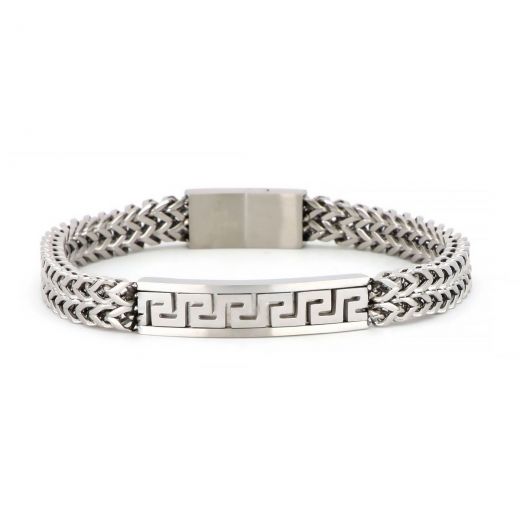 Bracelet made of stainless steel  fish bone design with meander design