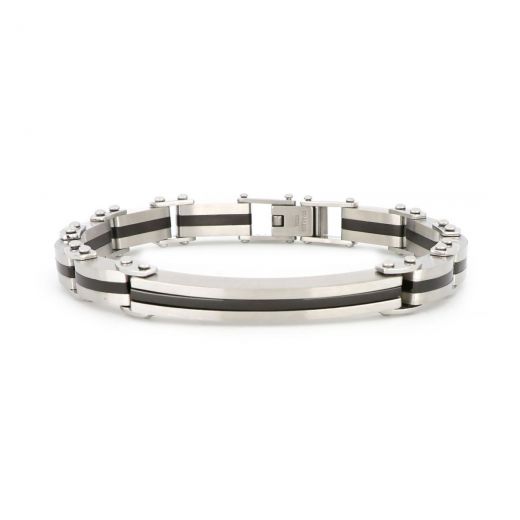 Bracelet made of stainless steel with black line