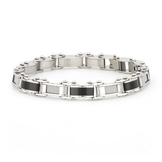 Bracelet made of stainless steel double face with alternately white and black components