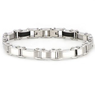 Bracelet made of stainless steel double face with alternately white and black components - 