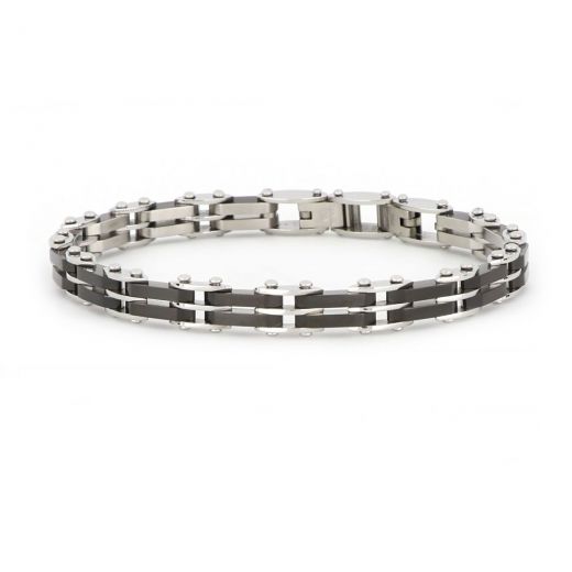 Bracelet made of stainless steel double face with black components