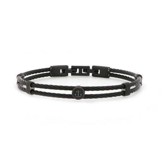 Bracelet made of stainless steel black with black steel wires and anchor