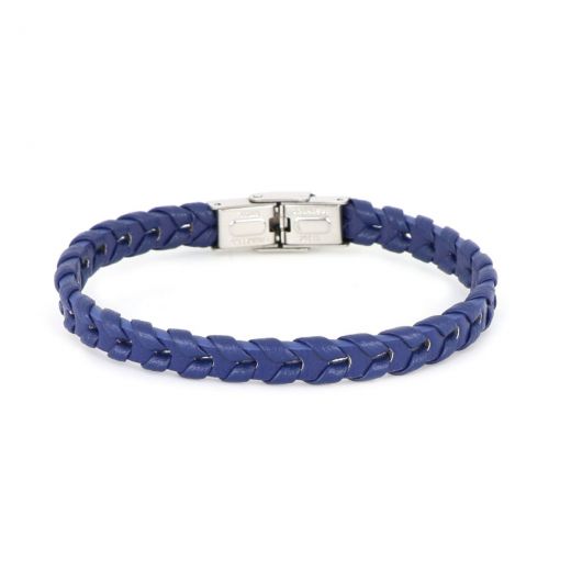 Bracelet made of blue leather fish bone knitted