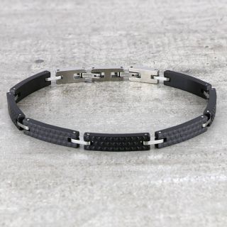 Bracelet made of black stainless steel embossed with white details - 