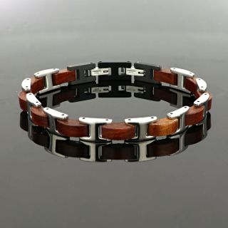 Bracelet made of stainless steel in combination with wood - 