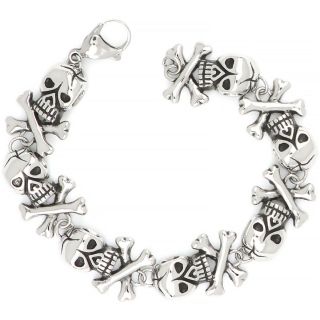 Bracelet made of stainless steel with skulls and bones - 