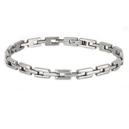 Men's stainless steel bracelet with chain design