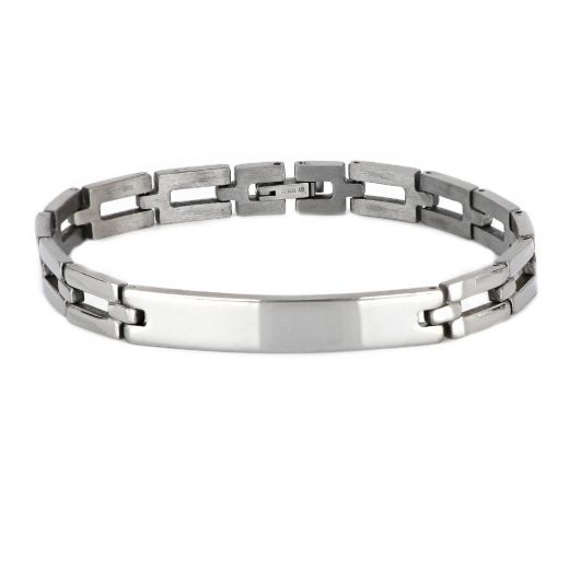 Men's stainless steel white ID bracelet