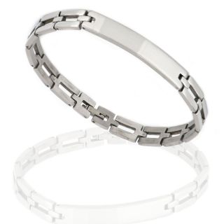 Men's stainless steel white ID bracelet - 