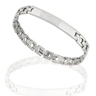 Men's stainless steel white ID bracelet - 