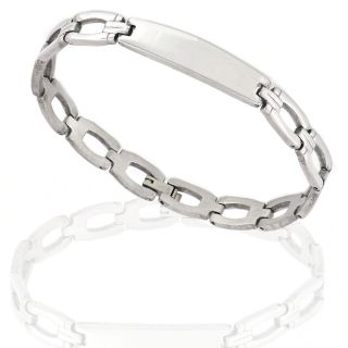 Men's stainless steel white ID bracelet - 