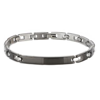 Men's stainless steel black ID bracelet