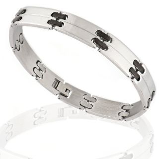 Men's stainless steel bracelet with black details - 