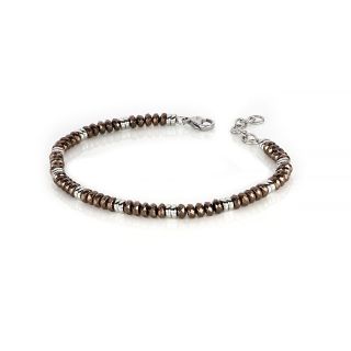 Men's stainless steel bracelet with brown hematite - 