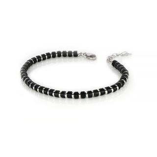 Men's stainless steel bracelet with black onyx - 