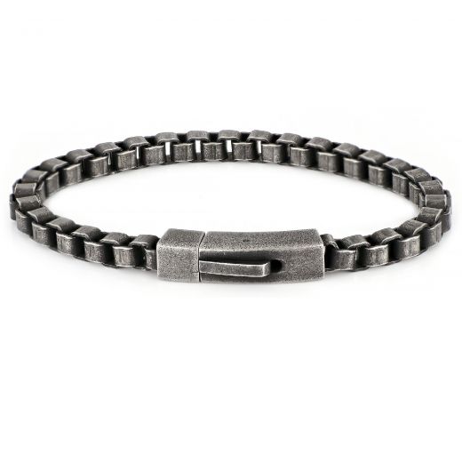 Men's stainless steel bracelet with black oxidation and thickness 6mm