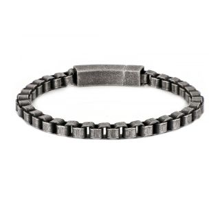 Men's stainless steel bracelet with black oxidation and thickness 6mm - 