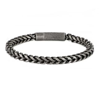 Men's stainless steel bracelet "fish bone" design and black oxidation - 