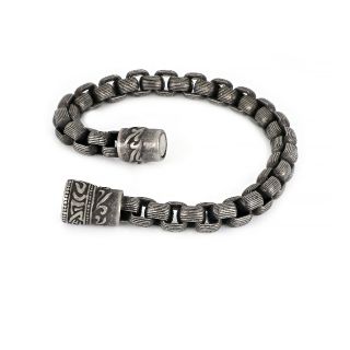 Men's stainless steel bracelet with black oxidation and magnet clasp - 