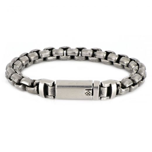 Men's stainless steel bracelet with square clasp and thickness 8mm