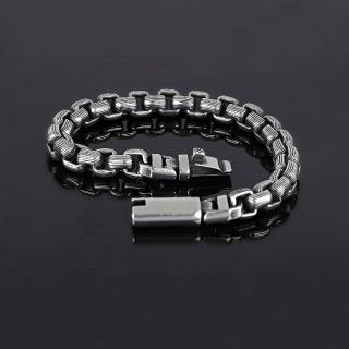 Men's stainless steel bracelet with square clasp and thickness 8mm - 