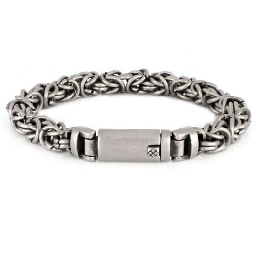 Men's stainless steel bracelet with a square clasp and thickness 8mm
